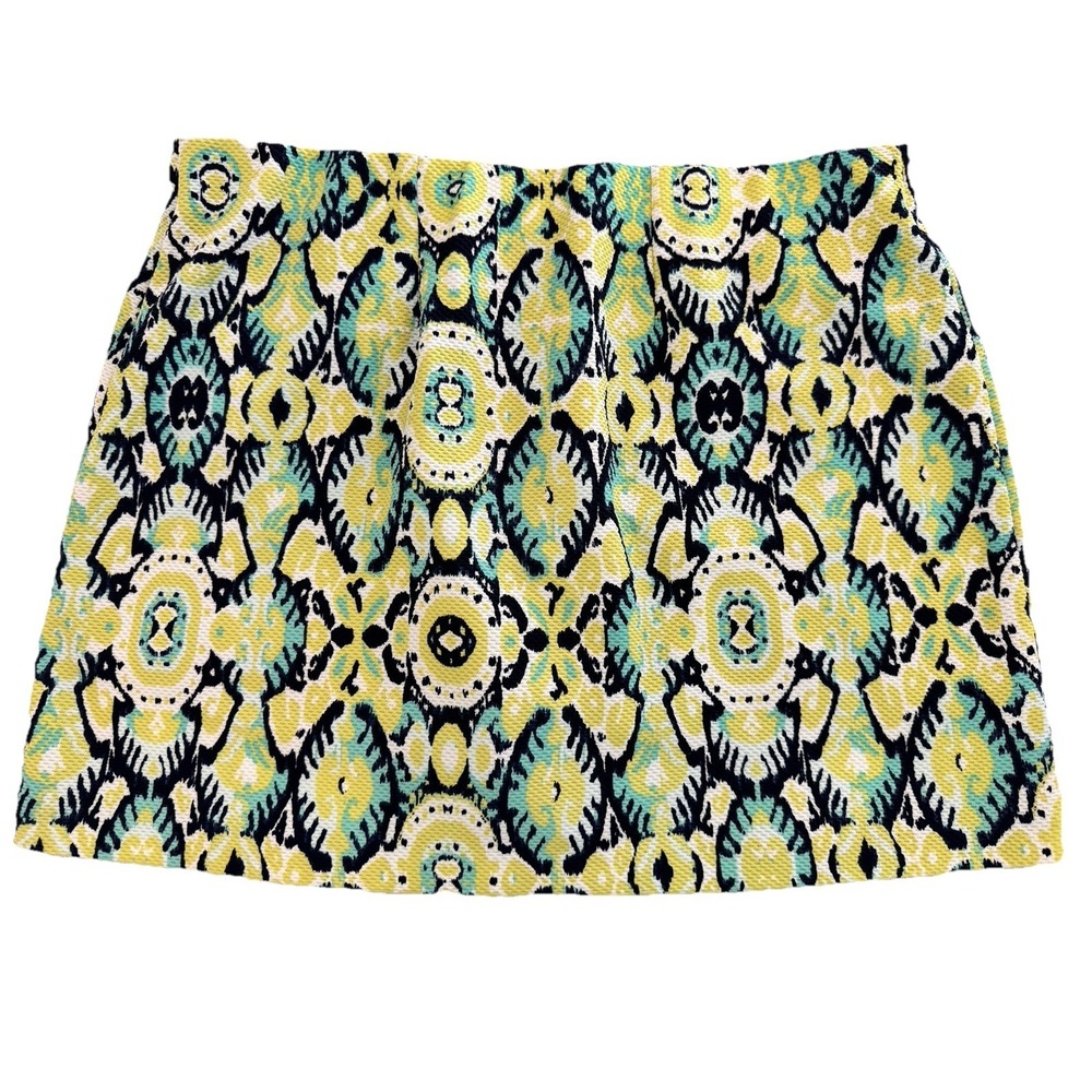Cappagallo Skort Womens XL‎ Blue Yellow Print Elastic Waist Lined Shorts - Picture 5 of 9